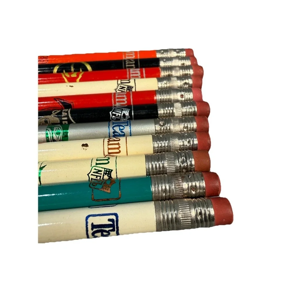 VTG NFL Football Pencil Lot of 11 Unsharpened Pencils Teams Teammate New NOS